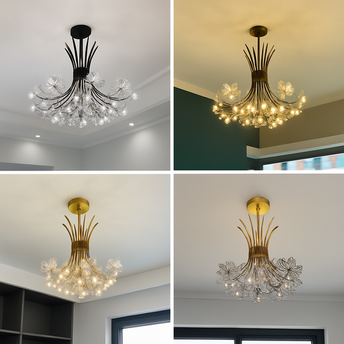 lustre moderne en cristal pissenlit éclairage design intérieur décoratif