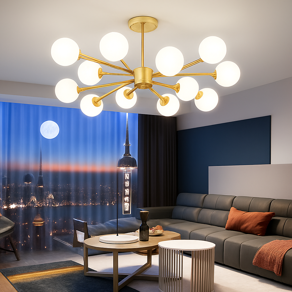 lustre moderne en verre led avec suspension pour décoration maison - vue 4 sur 13