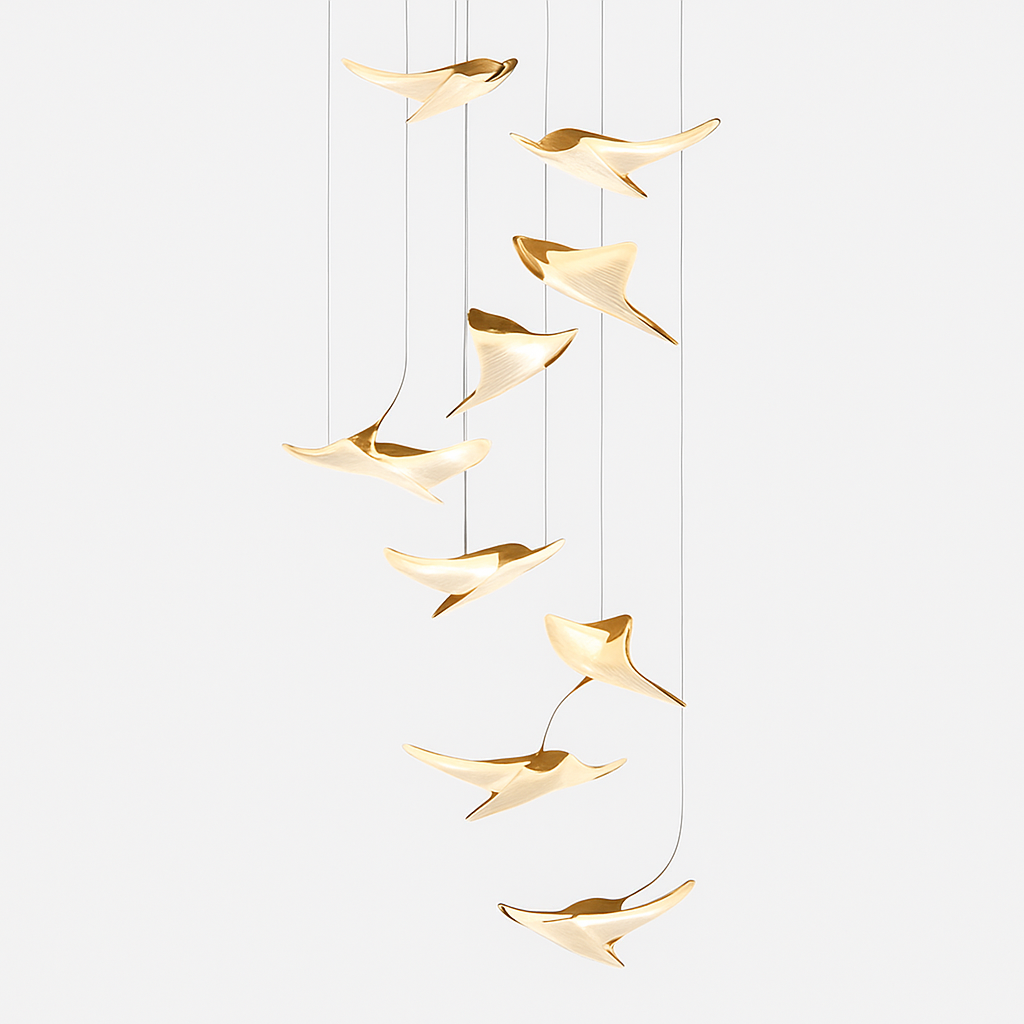 lustre moderne led mouette duplex cage d'escalier nordique - vue 4 sur 14