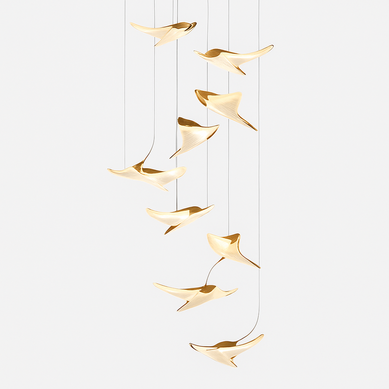 lustre moderne led mouette duplex cage d'escalier nordique