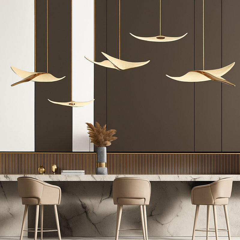 lustre moderne led mouette duplex cage d'escalier nordique