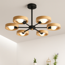 lustre nordique en bois avec abat-jour rond suspendu