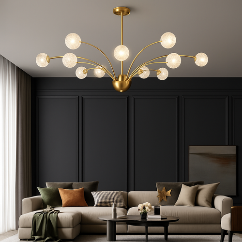 lustre nordique en cuivre et cristal design élégant et luxueux