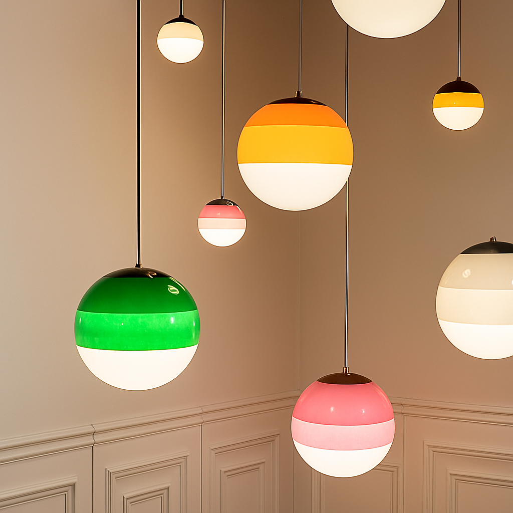 lustre nordique en verre dégradé à suspension led créatif - vue 4 sur 12