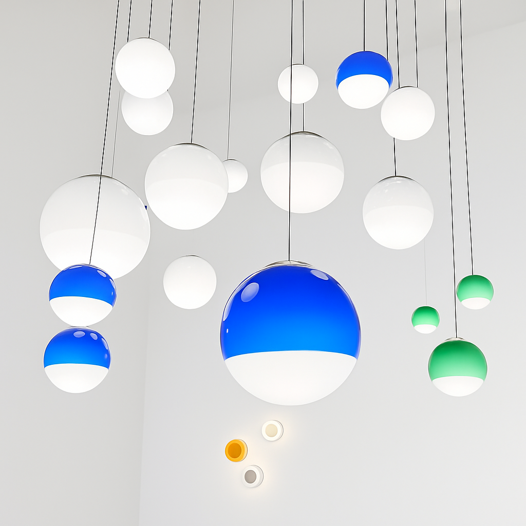 lustre nordique en verre dégradé à suspension led créatif - vue 6 sur 12
