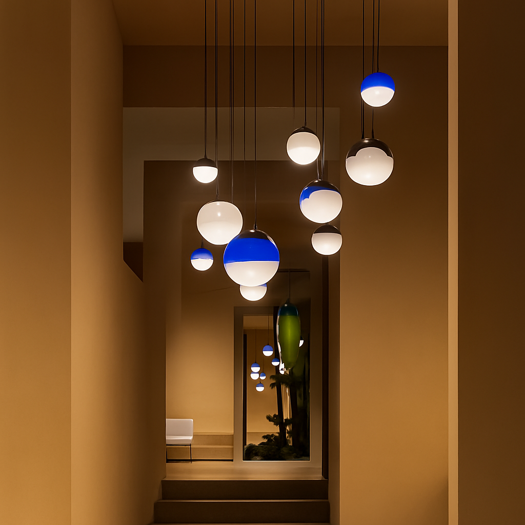 lustre nordique en verre dégradé à suspension led créatif - vue 7 sur 12