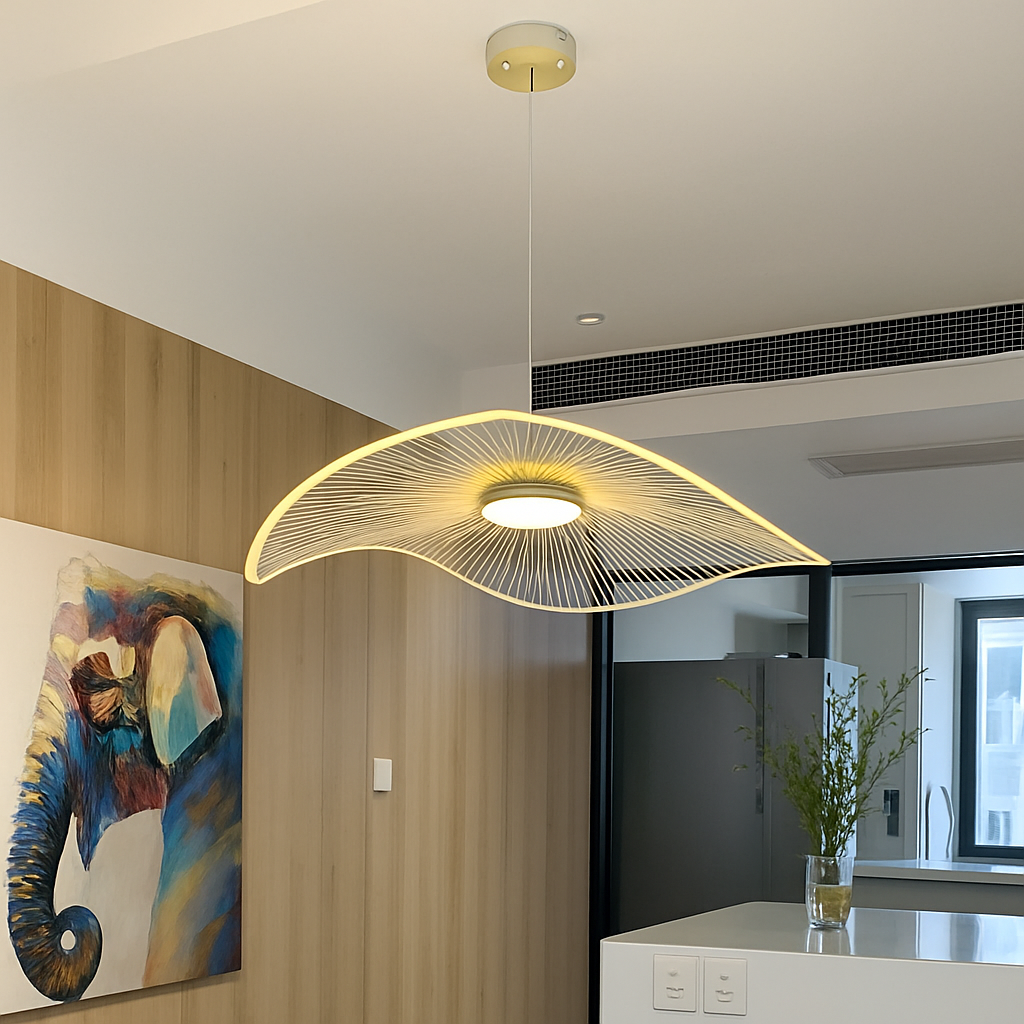 lustre nordique led acrylique design vagues postmoderne - vue 5 sur 11