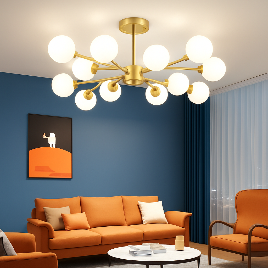 lustre nordique led boule de verre décoratif pour maison - vue 3 sur 14