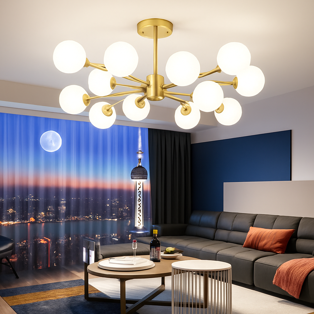 lustre nordique led boule de verre décoratif pour maison - vue 7 sur 14