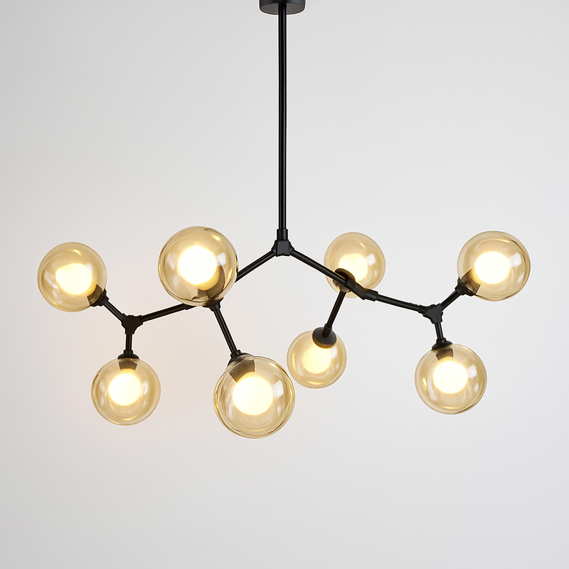 lustre nordique led créatif avec abat-jour multicolore en verre