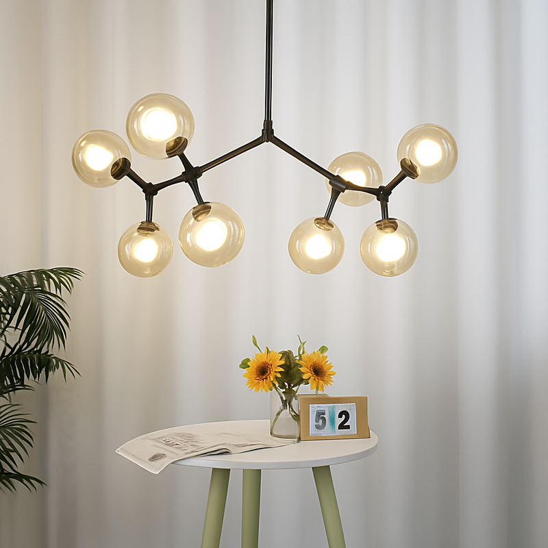 lustre nordique led créatif avec abat-jour multicolore en verre