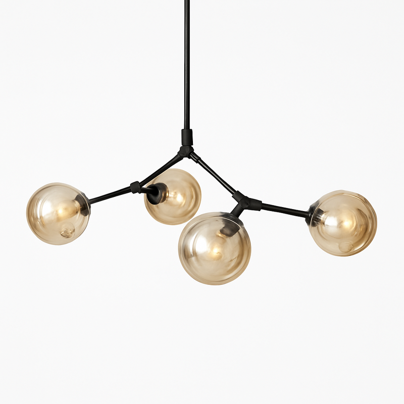 lustre nordique led créatif avec abat-jour multicolore en verre