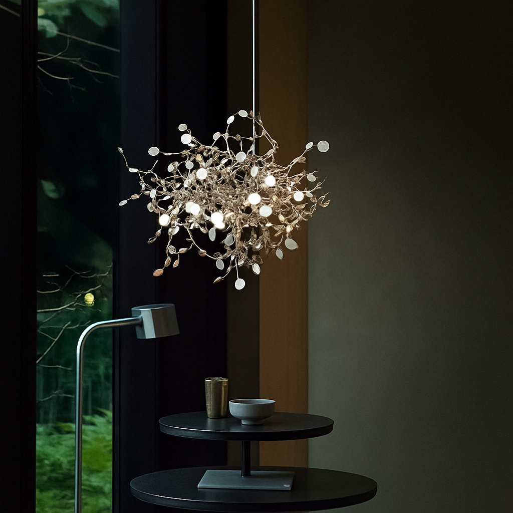 lustre nordique moderne avec lumières led pour décoration intérieure - vue 4 sur 18