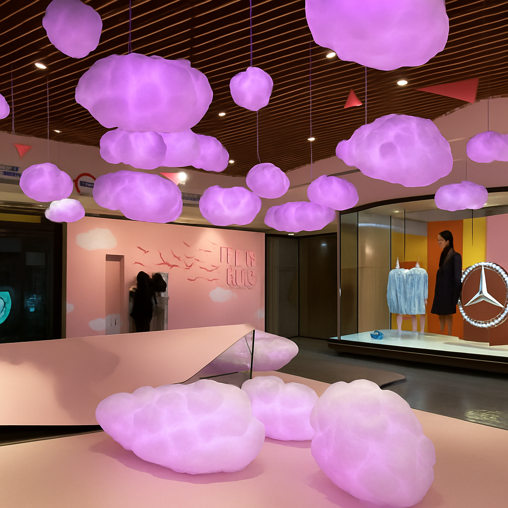 lustre nuages blancs en soie coton led pour enfants - vue 4 sur 12