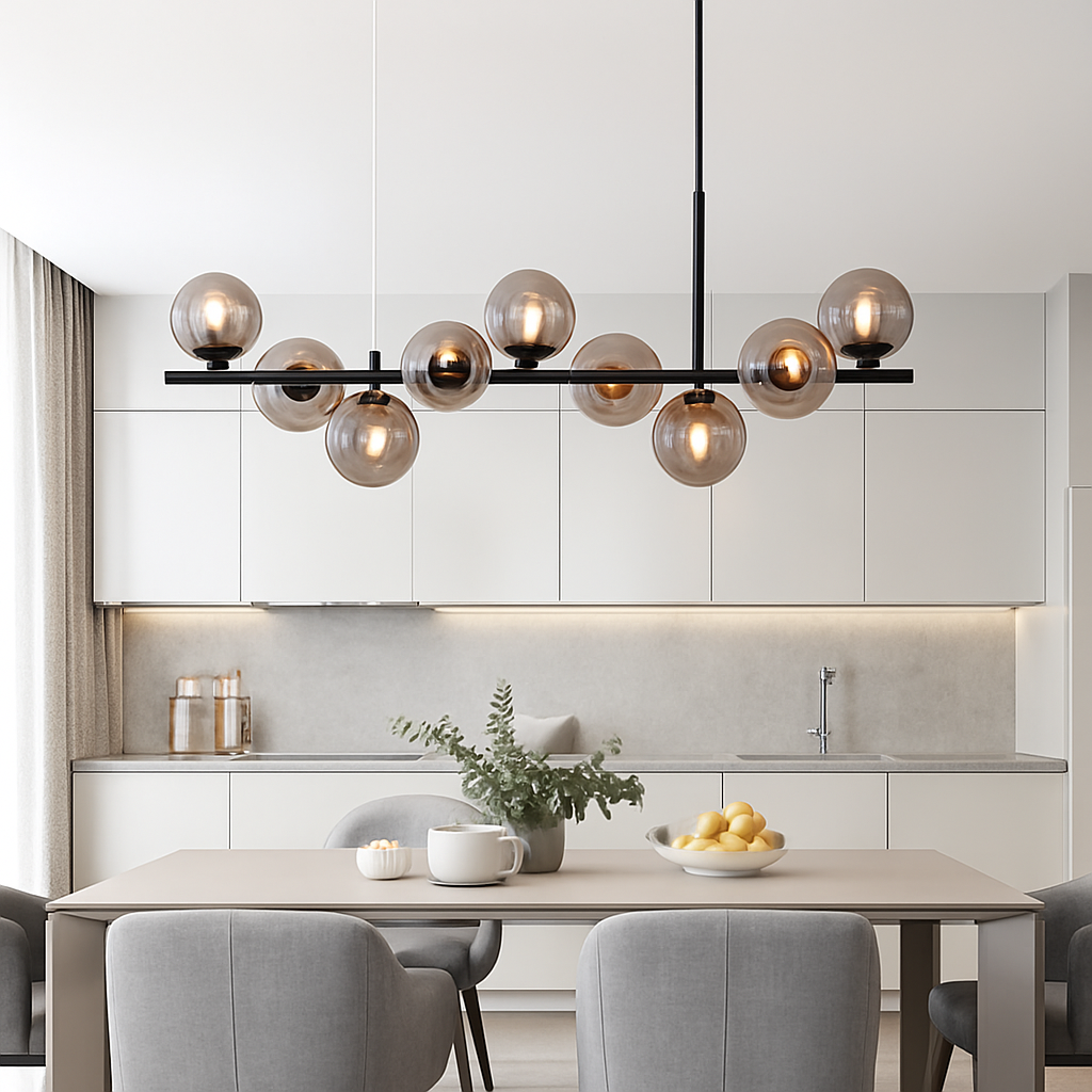 lustre post-moderne créatif en verre suspendu avec bande longue - vue 5 sur 24