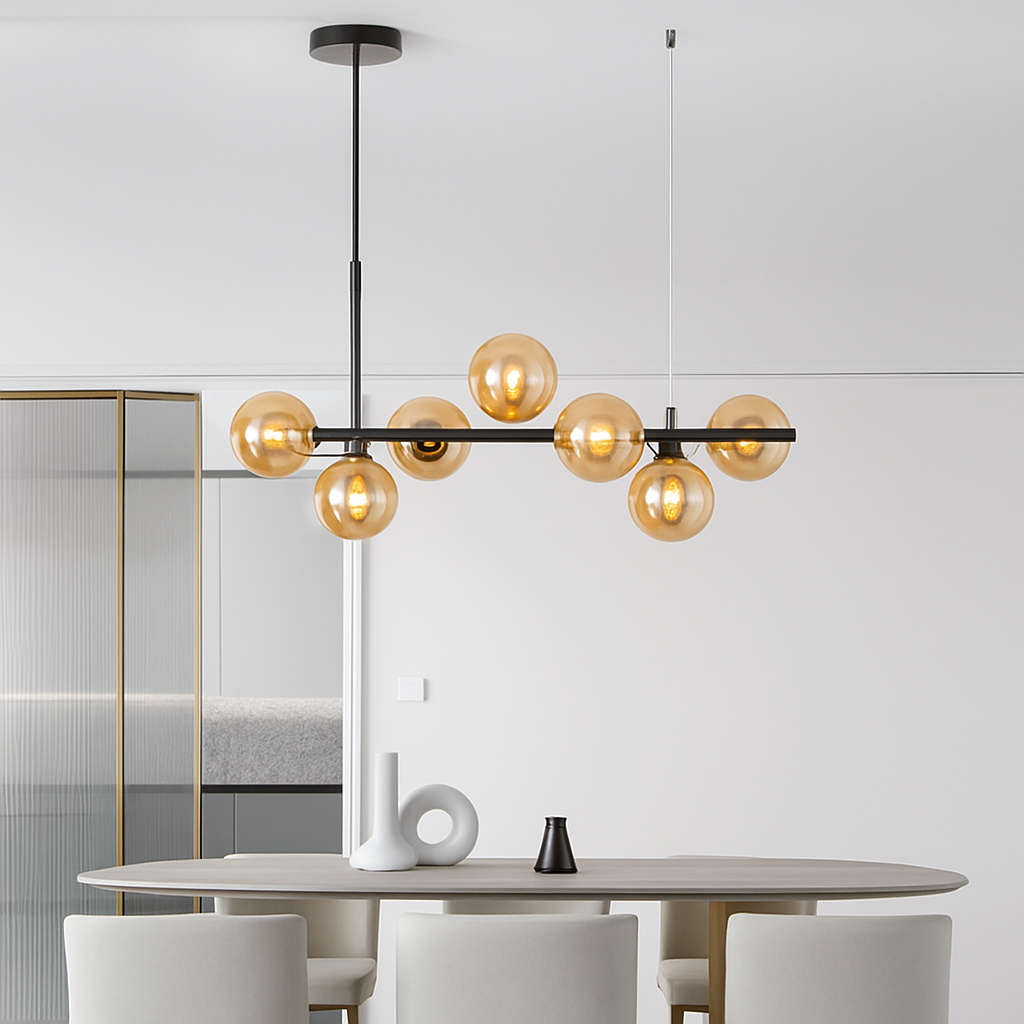 lustre post-moderne créatif en verre suspendu avec bande longue - vue 6 sur 24