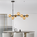 lustre post-moderne créatif en verre suspendu avec bande longue