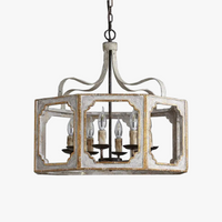 lustre rétro américain en bois massif pour villa vintage