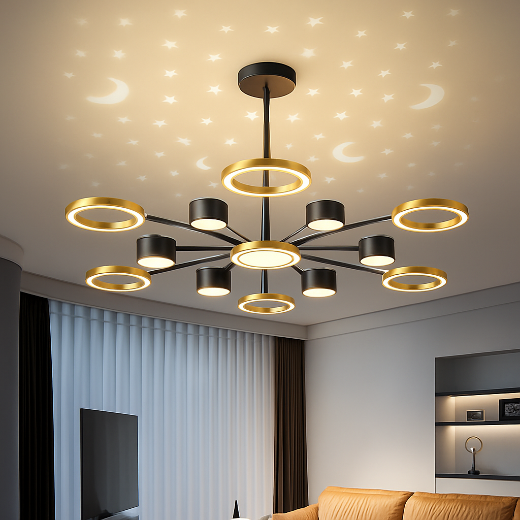 lustre romantique étoilé moderne 6 lumières créatif - vue 4 sur 16