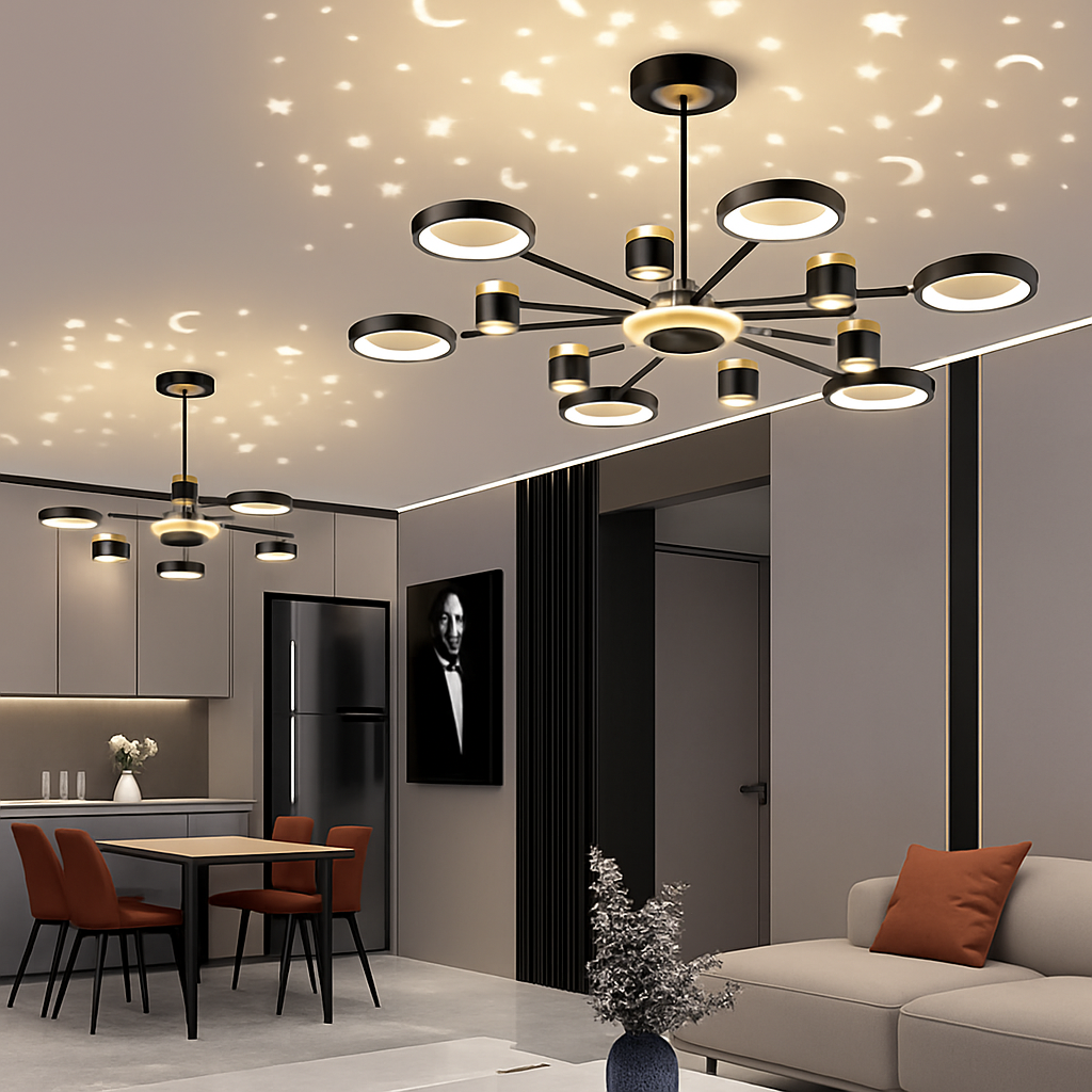 lustre romantique étoilé moderne 6 lumières créatif - vue 6 sur 16