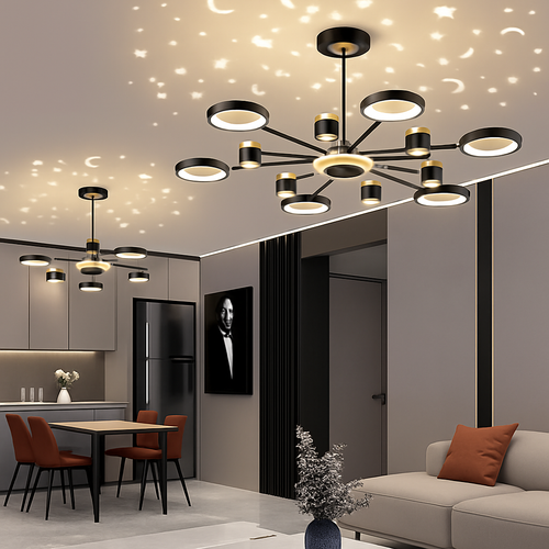 lustre romantique étoilé moderne 6 lumières créatif