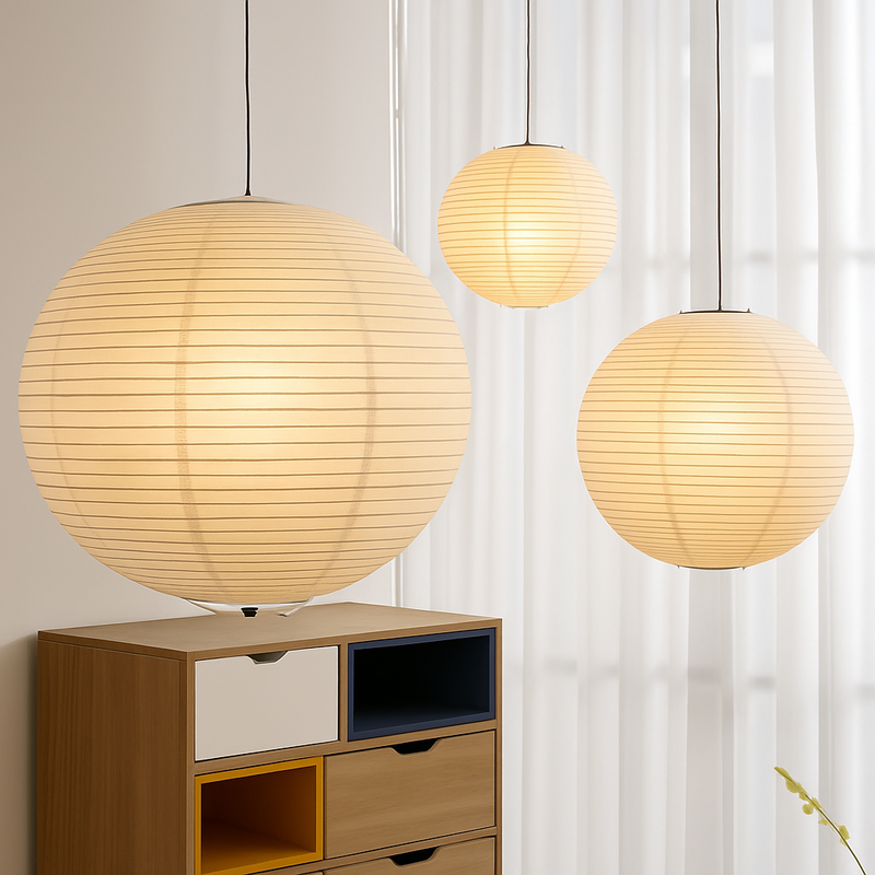 lustre rond en papier de riz pour décoration intérieure