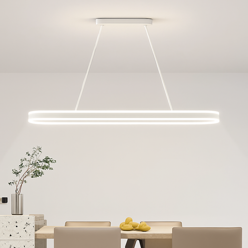 lustre Simple blanc Long moderne LED salon salle à manger chambre Hall décor appareil ménager éclairage intérieur