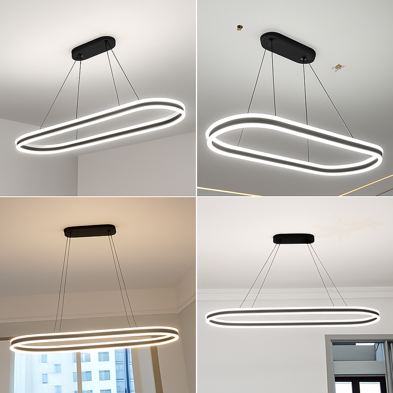 lustre Simple blanc Long moderne LED salon salle à manger chambre Hall décor appareil ménager éclairage intérieur