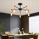 Industrieller Sputnik-Kronleuchter aus Holz und Eisen modern