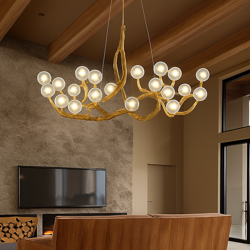 lustre suspendu en résine style moderne lampe rétro branche d'arbre