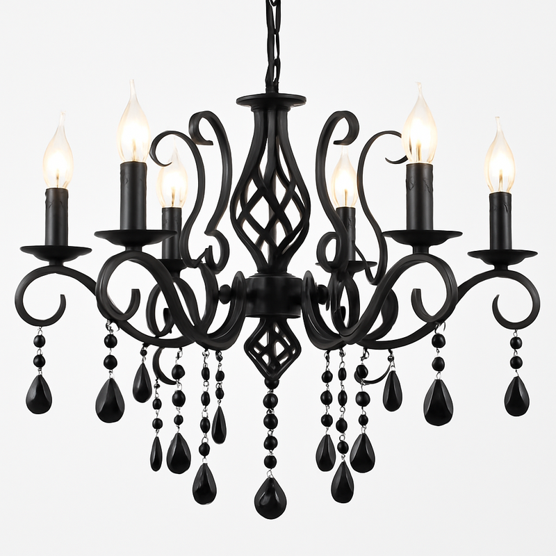 lustre vintage en cristal et fer forgé pour un éclairage élégant