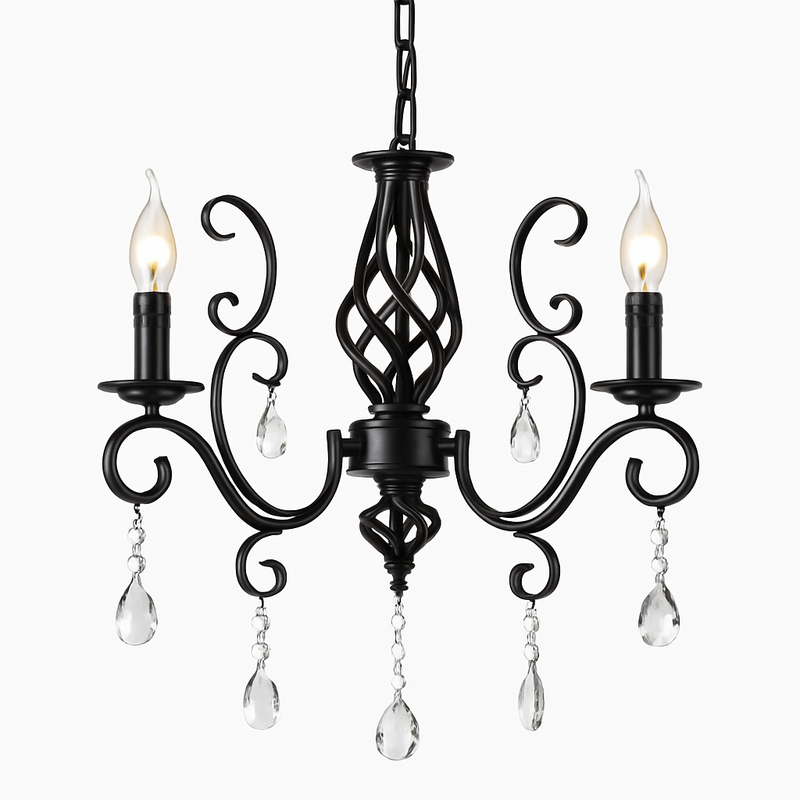 lustre vintage en cristal et fer forgé pour un éclairage élégant