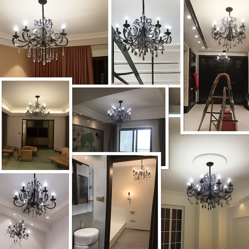 lustre vintage en cristal et fer forgé pour un éclairage élégant