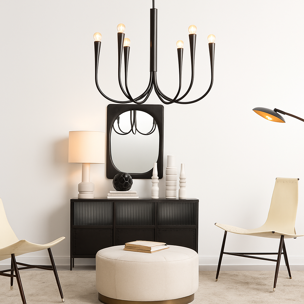lustre vintage français doré noir design pour éclairage intérieur - vue 7 sur 10