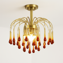 lustre vintage led en verre ambré pour hôtel et villa