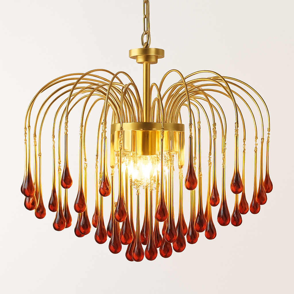 lustre vintage led en verre ambré pour hôtel et villa - vue 4 sur 16