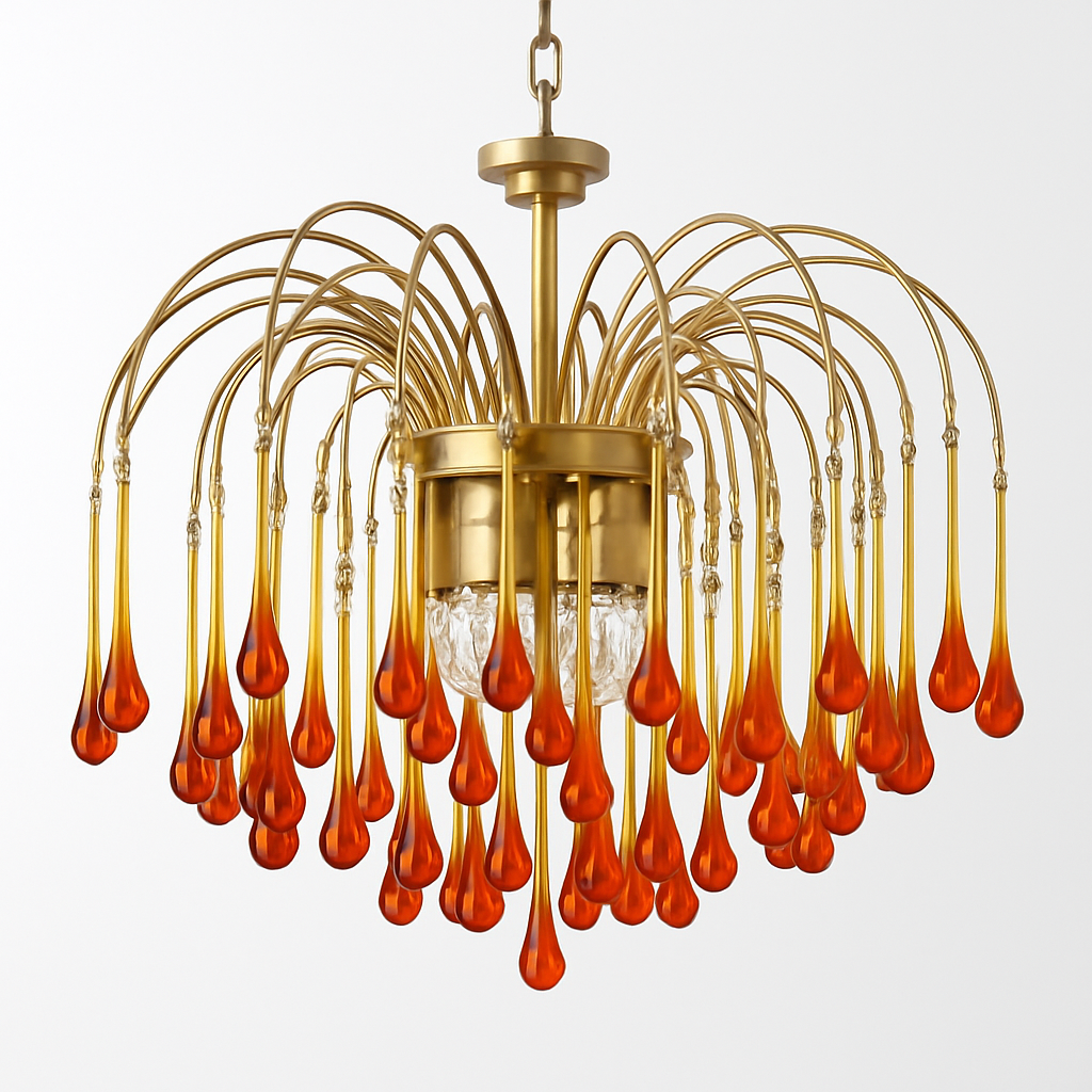 lustre vintage led en verre ambré pour hôtel et villa - vue 5 sur 16