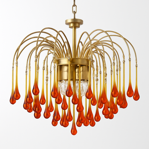 lustre vintage led en verre ambré pour hôtel et villa