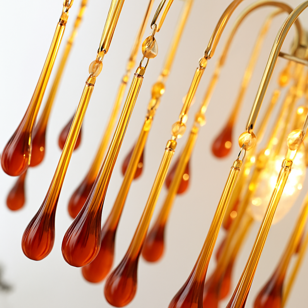 lustre vintage led en verre ambré pour hôtel et villa - vue 7 sur 16