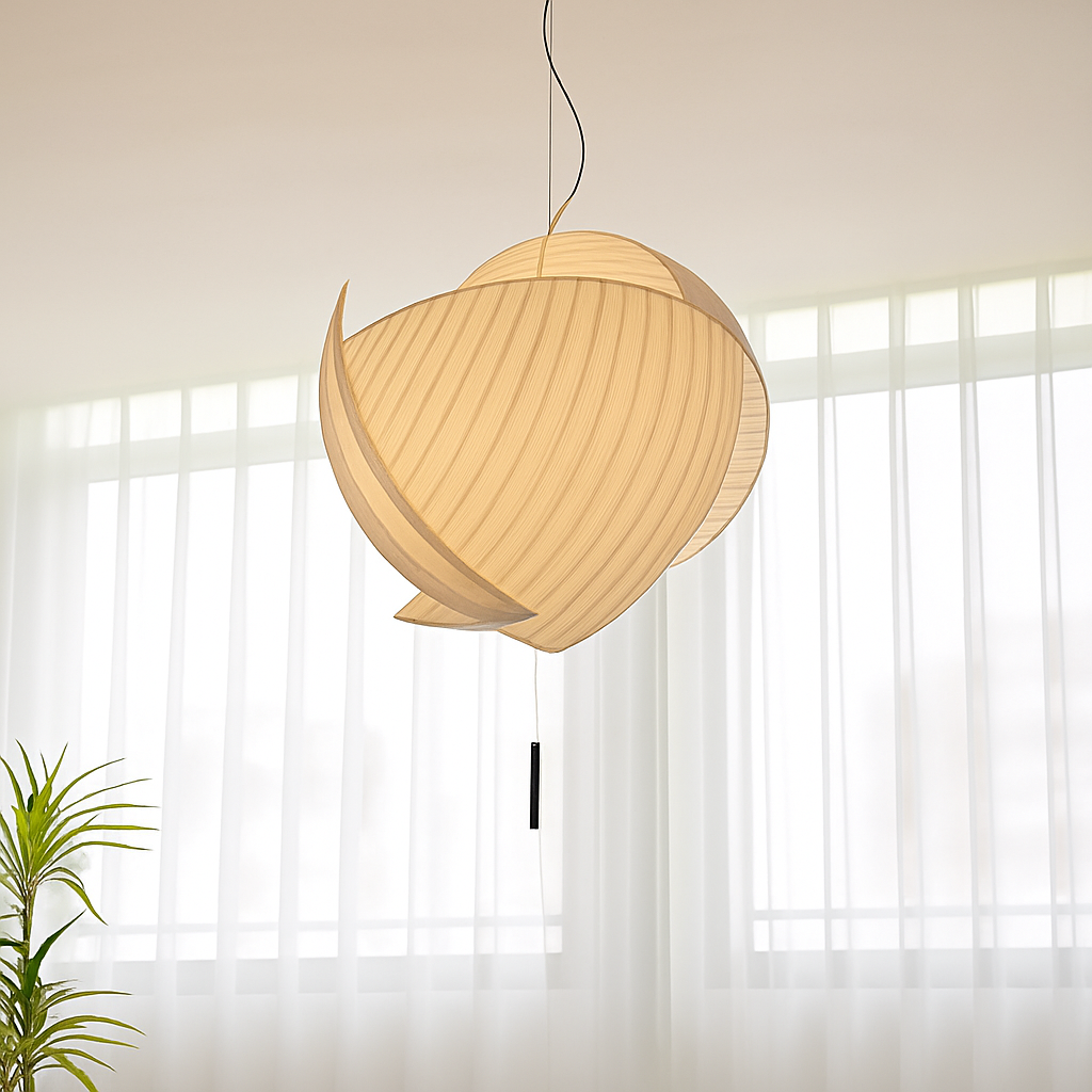 lustre wabi-sabi led en soie japonaise pour décoration maison - vue 6 sur 6