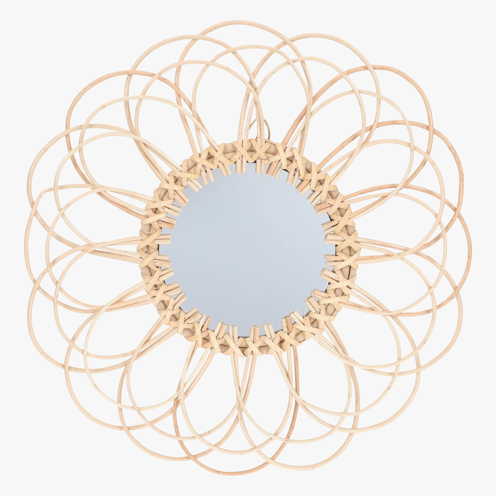 miroir décoratif en osier design tendance tissé en verre