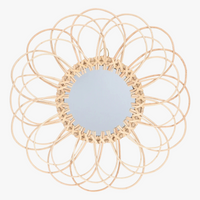 miroir décoratif en osier design tendance tissé en verre