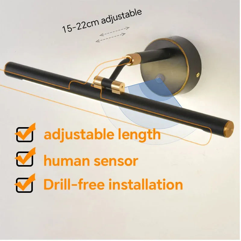 miroir à led moderne éclairage minimaliste rétractable intérieur