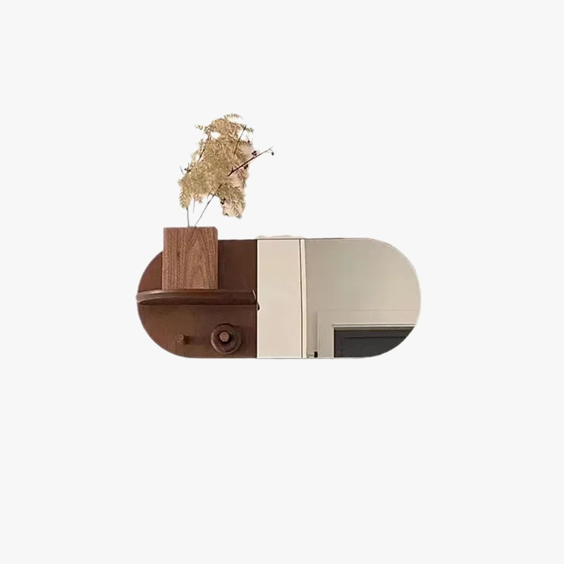miroir mural en bois ovale design créatif et multifonction
