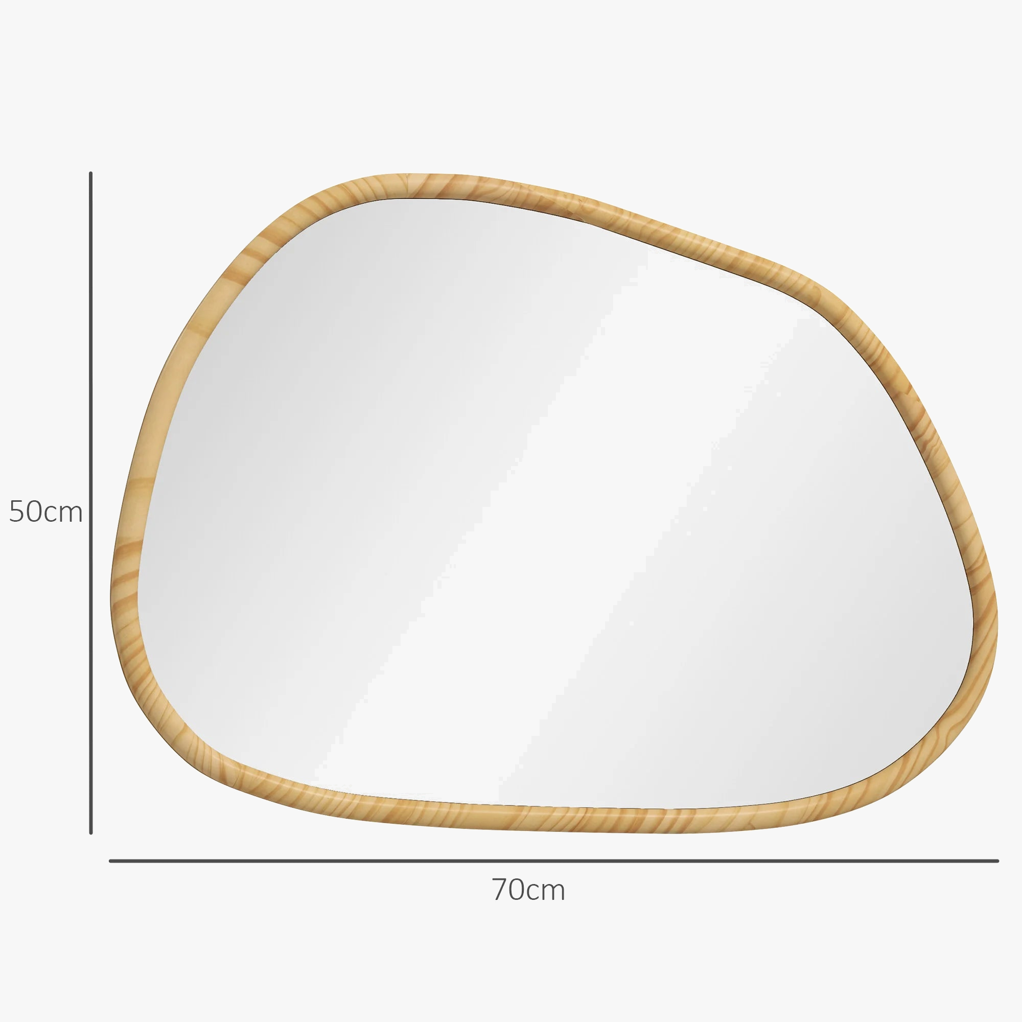 miroir mural homcom forme irrégulière cadre en bois naturel