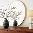 miroir mural ovale sans cadre haute définition avec bord argenté biseauté