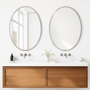 miroir mural ovale sans cadre haute définition avec bord argenté biseauté