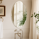 miroir mural ovale sans cadre haute définition avec bord argenté biseauté