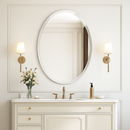 miroir mural ovale sans cadre haute définition avec bord argenté biseauté