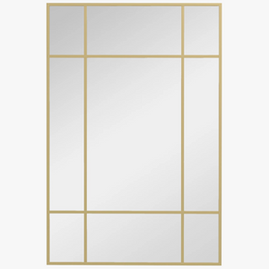 miroir mural rectangulaire avec cadre en métal doré